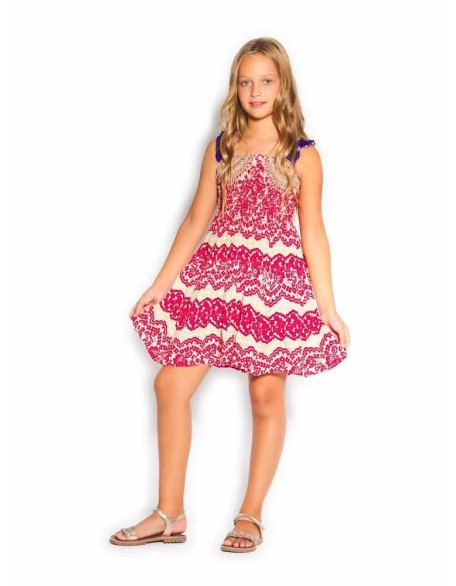 Girls Elastic Boho Dress