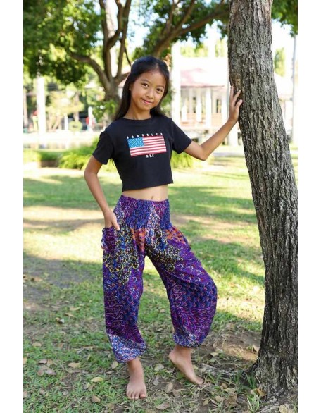 GIRLS & BOYS PEACOCK BOHO PANTS