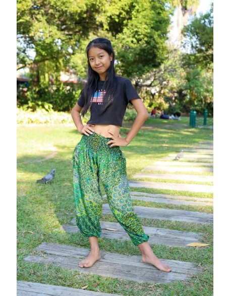 GIRLS & BOYS PEACOCK BOHO PANTS
