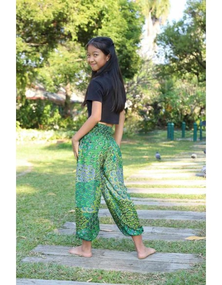 GIRLS & BOYS PEACOCK BOHO PANTS