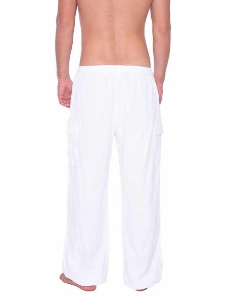 White Cotton Pants w/ Elastic Ankles