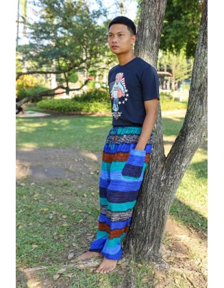 Men BLUE Striped HAREM PANTS
