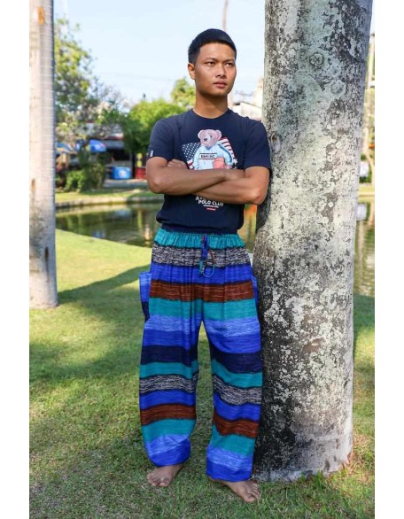 Men BLUE Striped HAREM PANTS