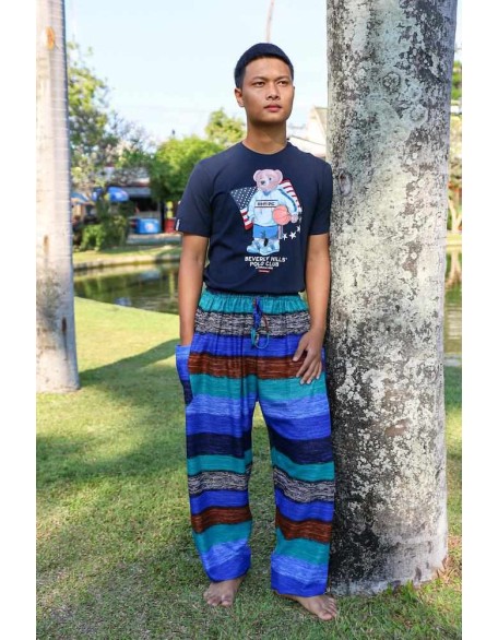 Men BLUE Striped HAREM PANTS