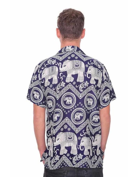 Dark Blue Hawaiian Shirt Men