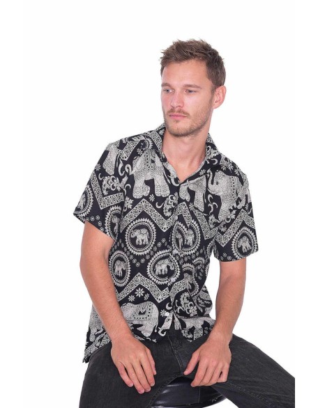 Black Hawaiian Short Sleeve Casual Shirt