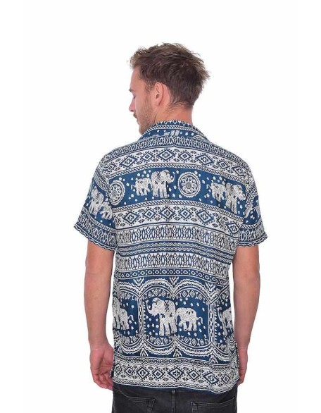 Teal Hawaiian Elephant Printed Shirt
