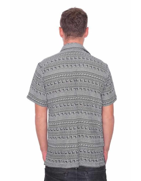 BLACK Short Sleeve Casual Aloha Beach Shirt