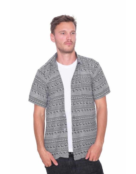 BLACK Short Sleeve Casual Aloha Beach Shirt