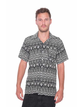 BLACK Hawaiian Aloha Short Sleeve