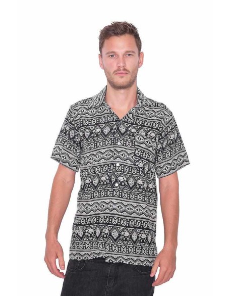 BLACK Hawaiian Aloha Short Sleeve