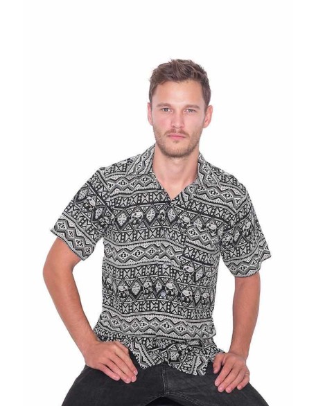 BLACK Hawaiian Aloha Short Sleeve