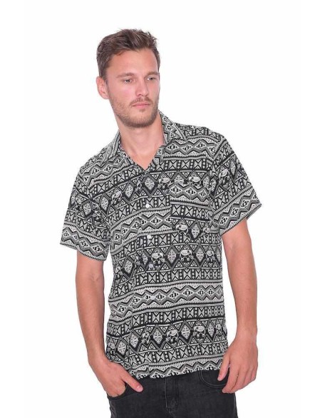 BLACK Hawaiian Aloha Short Sleeve