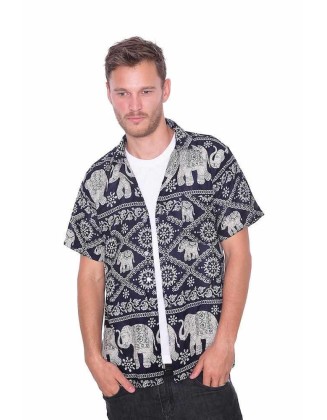 Short Sleeve Elephant Print Aloha shirt