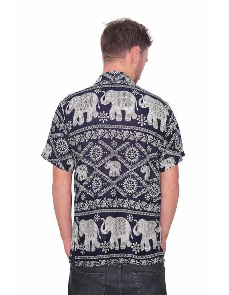Short Sleeve Elephant Print Aloha shirt