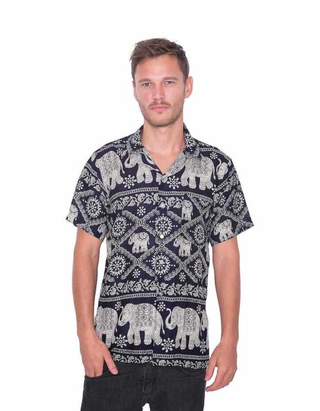 Short Sleeve Elephant Print Aloha shirt
