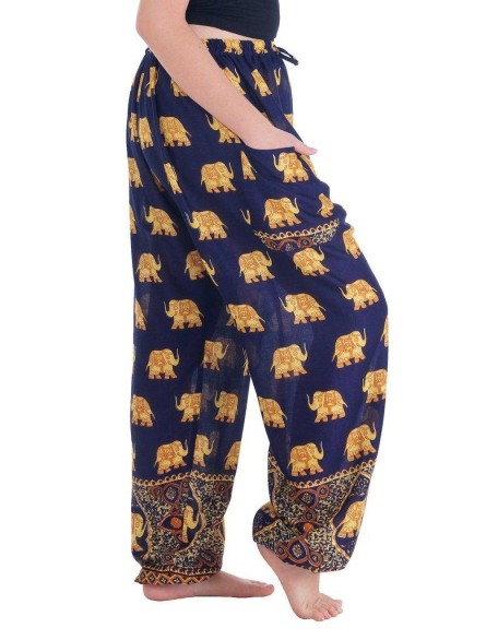 Gold Elephant Drawstring Pants