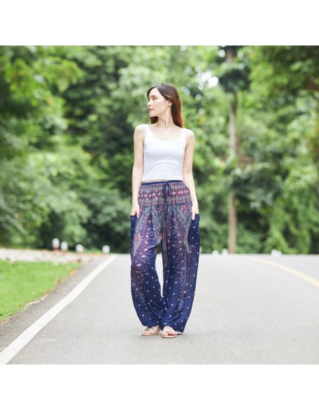 Drawstring Peacock Harem Pants