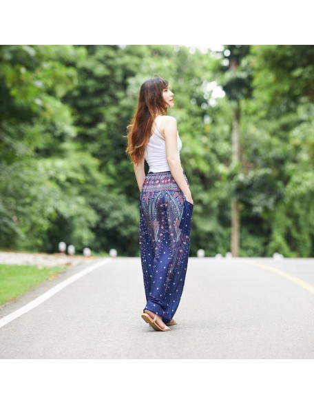 Drawstring Peacock Harem Pants