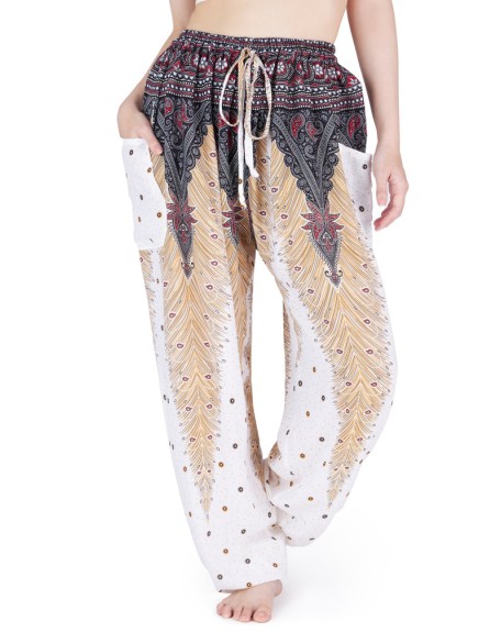 Drawstring Peacock Harem Pants