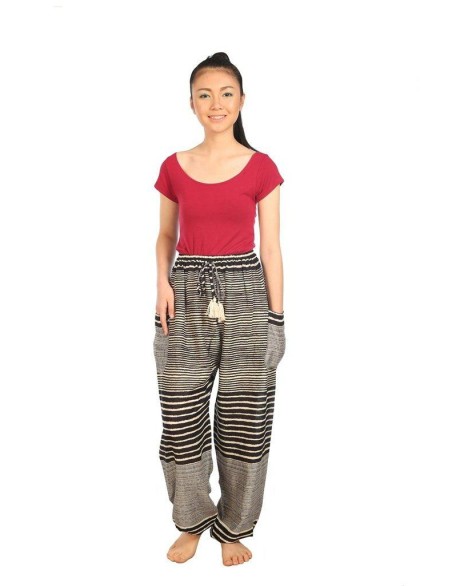 Drawstring Pants Striped Print