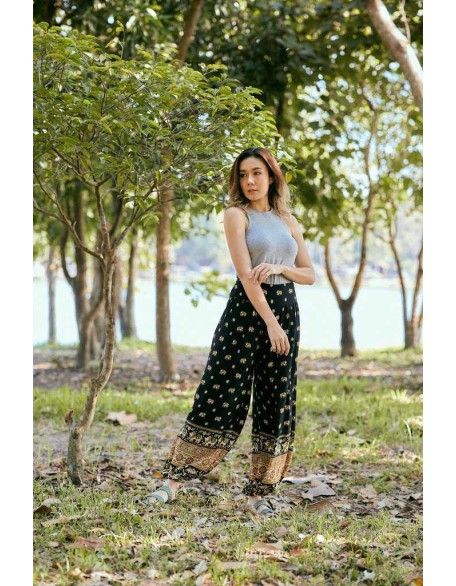 Women Black Boho Trousers