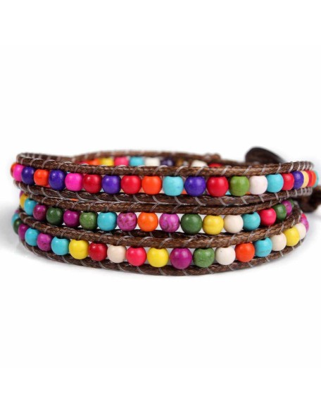 Leather 5 Wrap Bracelet