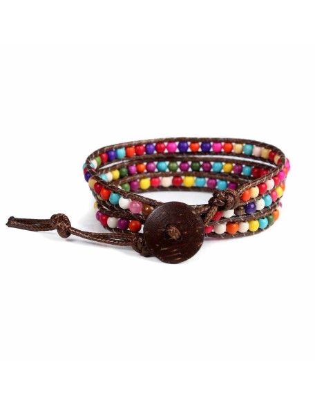 Leather 5 Wrap Bracelet