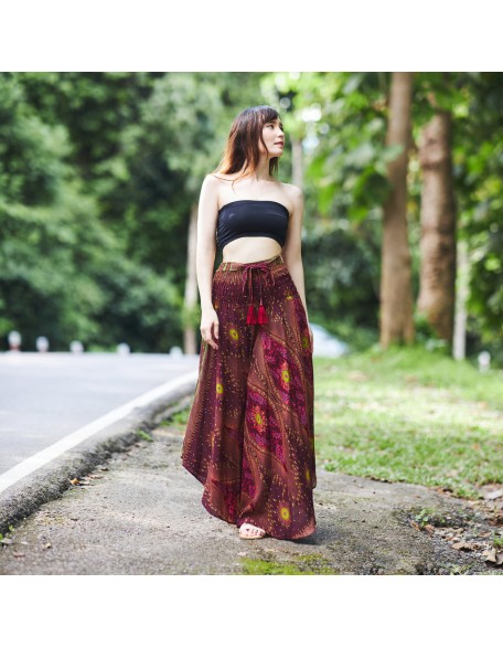 BURGUNDY FLOWER BOHO SKIRT