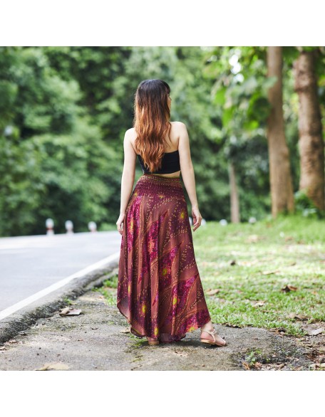 BURGUNDY FLOWER BOHO SKIRT