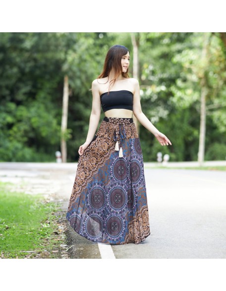 BROWN LONG BOHO SKIRT