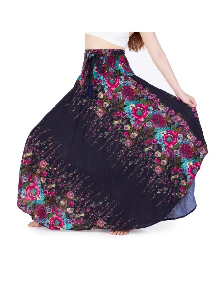 HIPPIE FLOWER LONG MAXI SKIRT