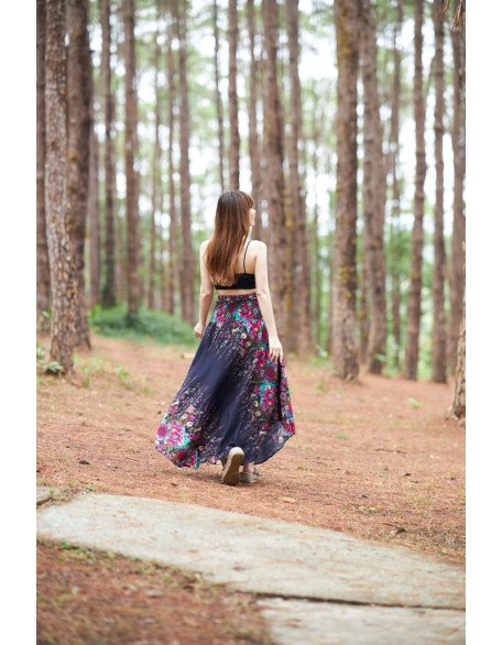 HIPPIE FLOWER LONG MAXI SKIRT