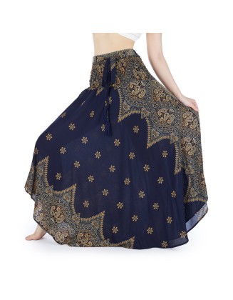 DARK BLUE PEACOCK FLOWER SKIRT