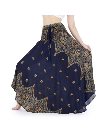 DARK BLUE PEACOCK FLOWER SKIRT