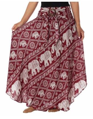 BURGUNDY BOHEMIAN ELEPHANT SKIRT