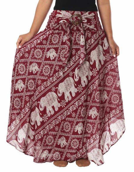 BURGUNDY BOHEMIAN ELEPHANT SKIRT