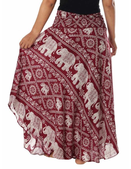 BURGUNDY BOHEMIAN ELEPHANT SKIRT