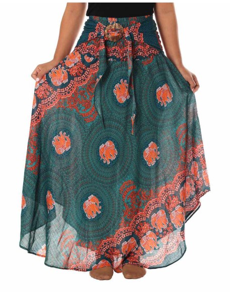 TEAL ELEPHANT MAXI SKIRT