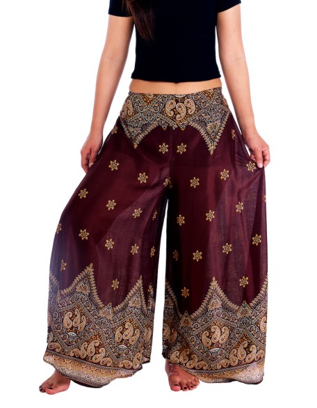 Womens Peacock Flower Palazzo Pants