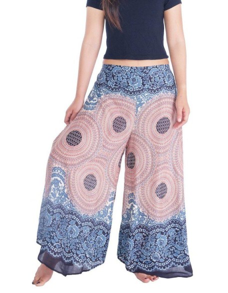 Womens Rose Design Wide Leg Palazzo Pants