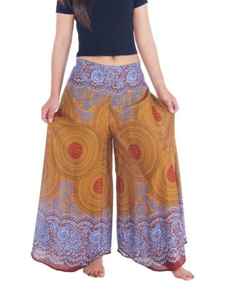 Womens Rose Design Wide Leg Palazzo Pants