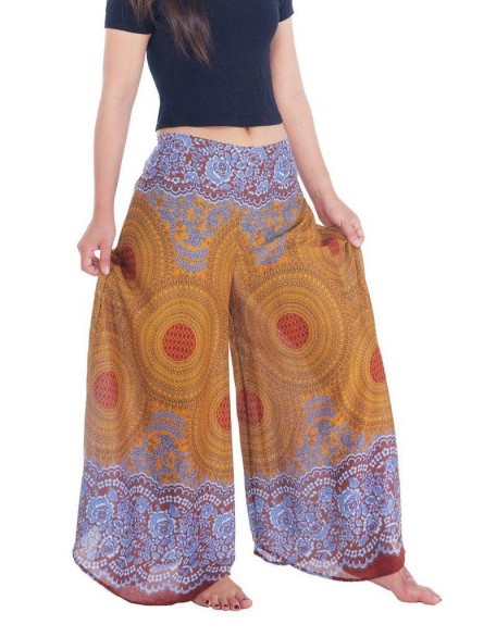 Womens Rose Design Wide Leg Palazzo Pants