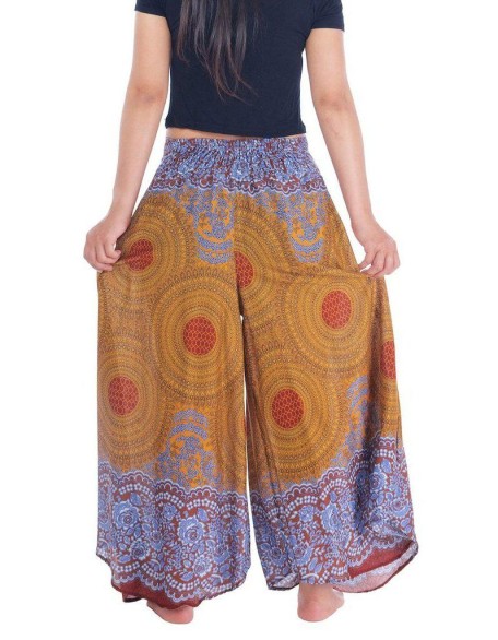 Womens Rose Design Wide Leg Palazzo Pants