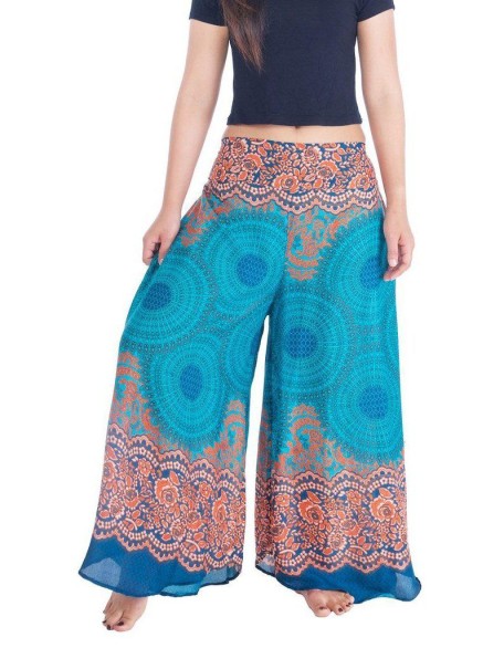 Womens Rose Design Wide Leg Palazzo Pants