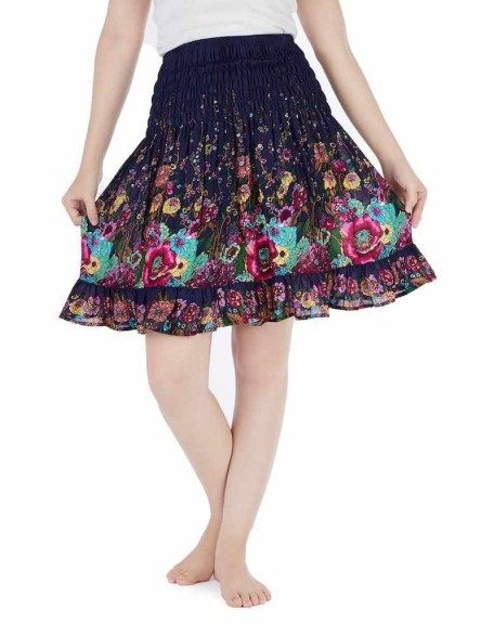 DARK BLUE FLOWER BOHO SKIRT