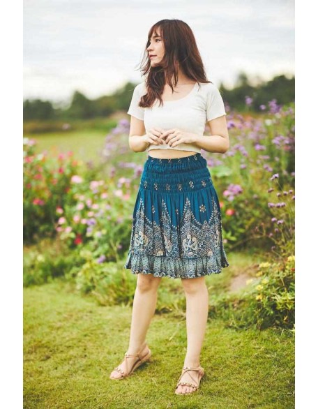 High Waisted Short Boho Skirt