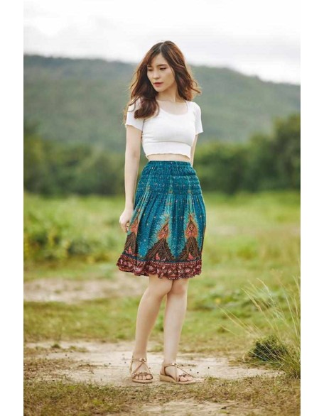 SHORT PEACOCK BOHO SKIRT