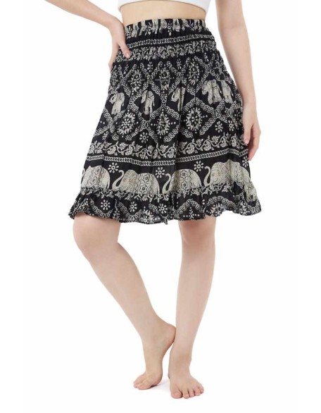 ELEPHANT PRINT SHORT BOHO SKIRT