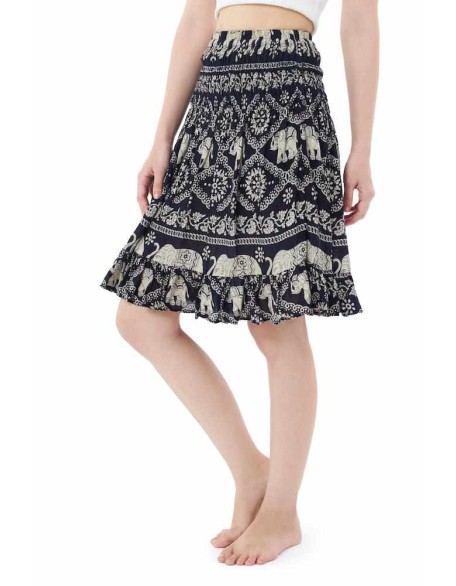 ELEPHANT PRINT SHORT BOHO SKIRT